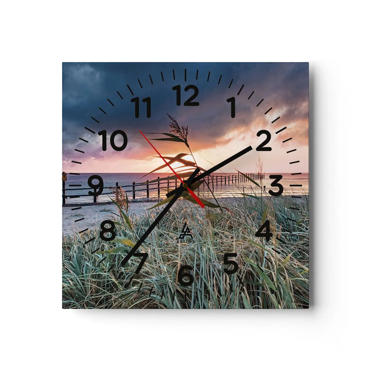 Reloj de pared - Reloj de vidrio - Bailando con el viento - 40x40 cm