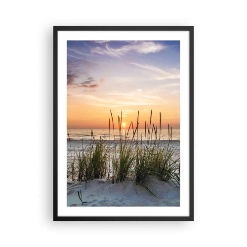Póster en marco negro - Playa con vegetación al amanecer - 50x70cm - Mira, piensa, siente - Decoración de pared moderna para salón y dormitorio ARTTOR