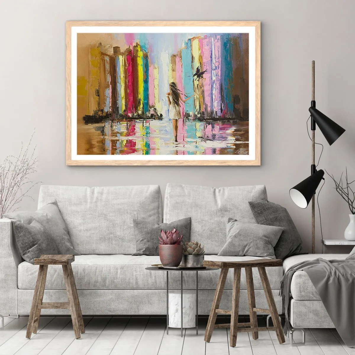 Póster en marco roble claro - Sígueme - 70x50 cm