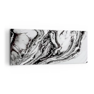 Cuadro sobre lienzo - Impresión de Imagen - Patrón de mármol abstracto en blanco y negro - 120x50cm - Al principio existía el caos - Decoración de pared moderna para salón y dormitorio ARTTOR