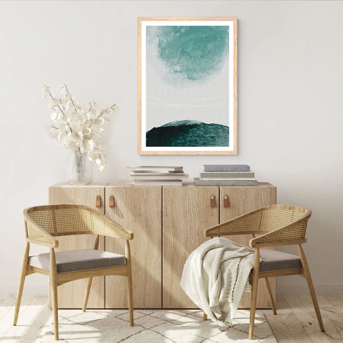 Póster en marco roble claro - Un encuentro con la niebla - 40x50 cm