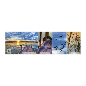 Muestra De Fotomural Standard Eco - El viento se va a descansar - Paisaje, Lago, Puente de madera - 100x30 cm