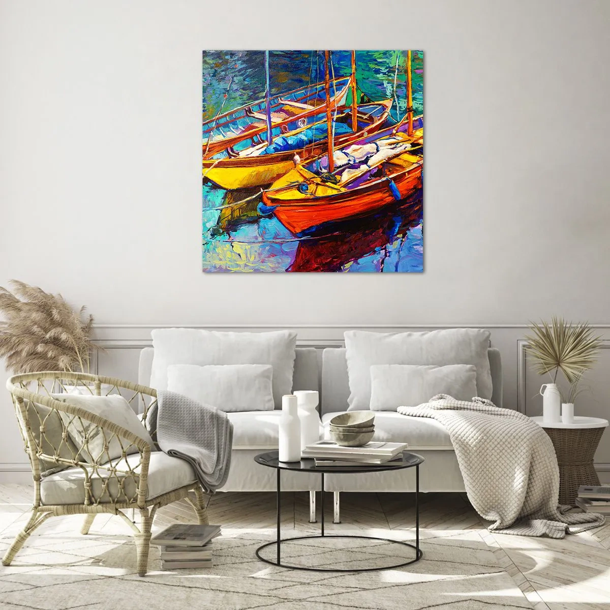 Cuadro sobre vidrio - Impresiones sobre Vidrio - Sobre el agua espesa de color - 40x40 cm