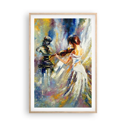 Póster en marco roble claro - Revivir con sentimiento - 61x91 cm