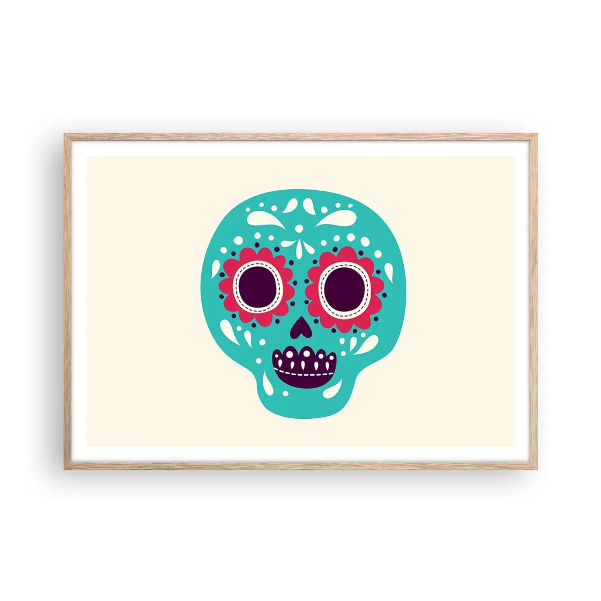 Póster en marco roble claro - La vida: diversión hasta la muerte - 100x70 cm