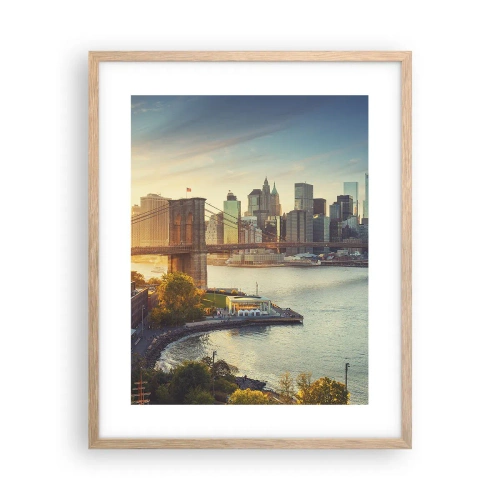 Póster en marco roble claro - El amanecer de la gran ciudad - 40x50 cm
