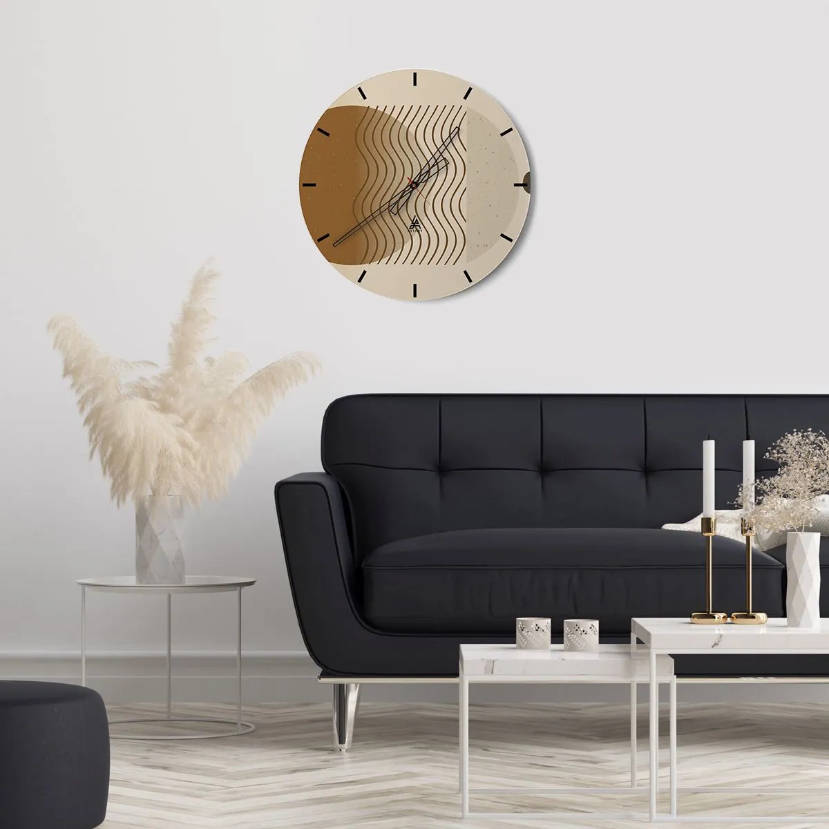 Reloj de pared - Reloj de vidrio - Sobre el origen de las figuras geométricas - 40x40 cm