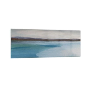 Cuadro sobre vidrio - Impresiones sobre Vidrio - Un paisaje minimalista con línea de flotación y horizonte. - 140x50cm - Paisaje horizontal - Decoración de pared moderna para salón y dormitorio ARTTOR