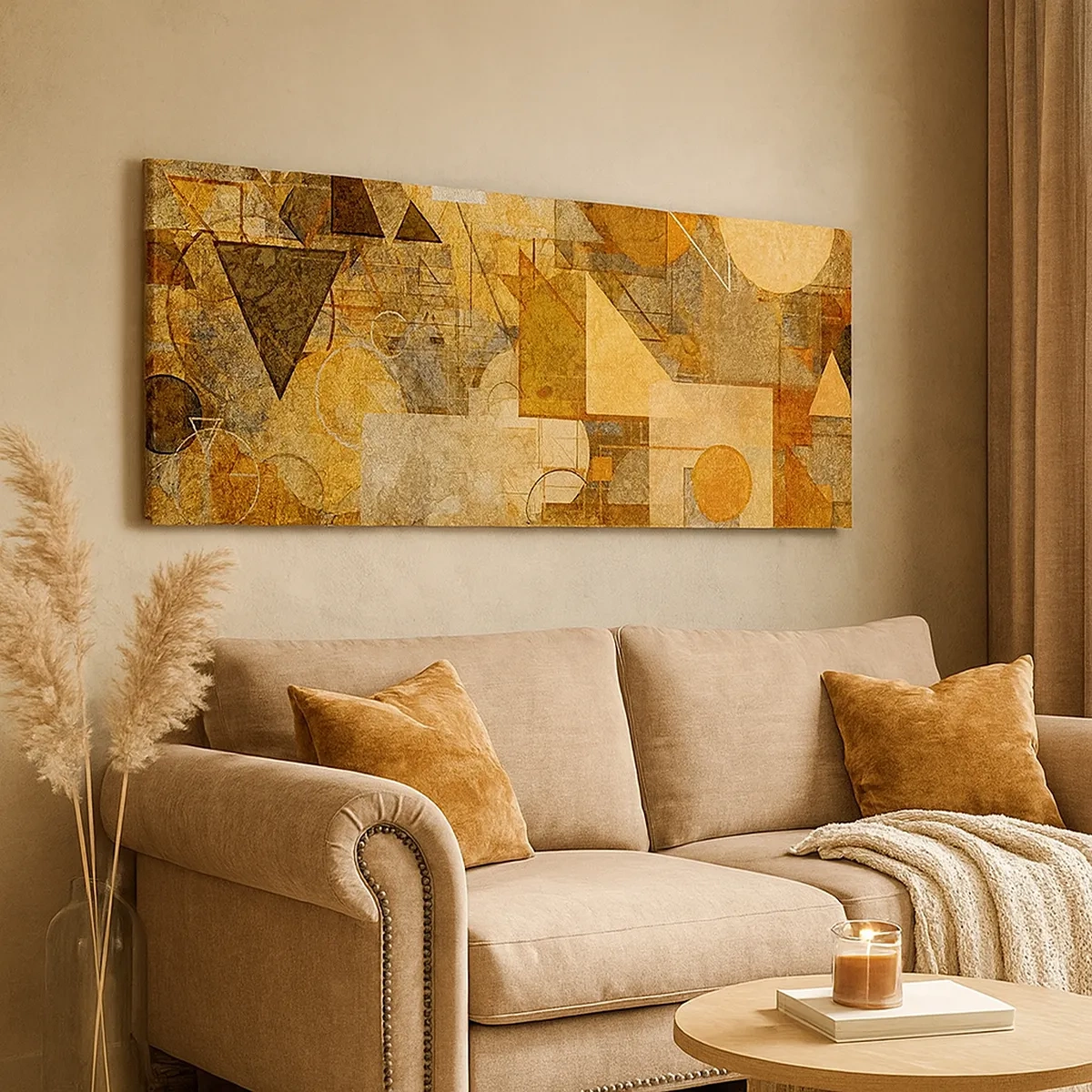 Cuadro sobre lienzo - Impresión de Imagen - Estudio cubista en bronce - 30x30 cm