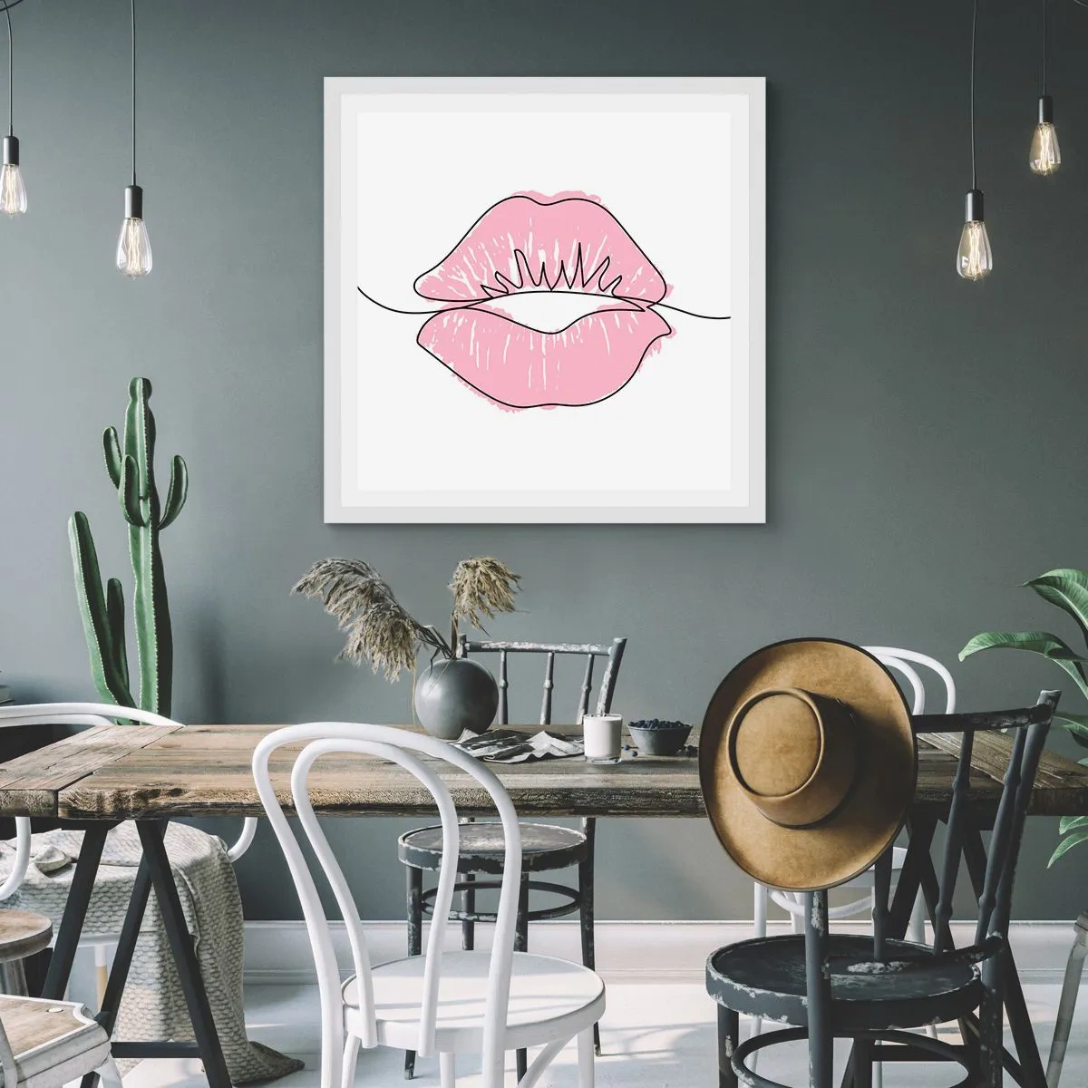 Póster en marco blanco - ¿Listo para un beso? - 50x50 cm