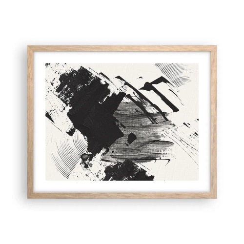 Póster en marco roble claro - Abstracción: la expresión del negro - 50x40 cm