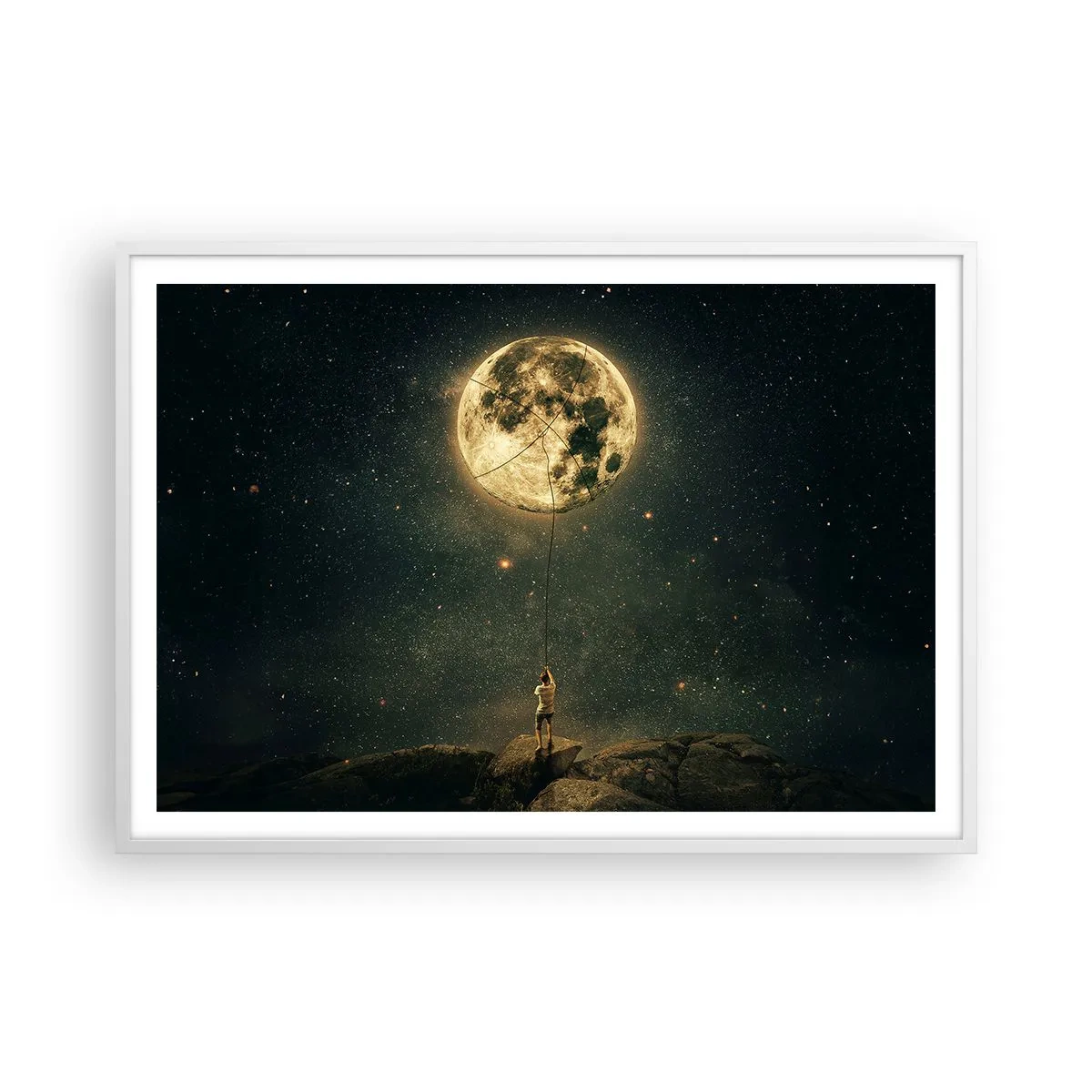 Póster en marco blanco - El que robó la luna - 100x70 cm