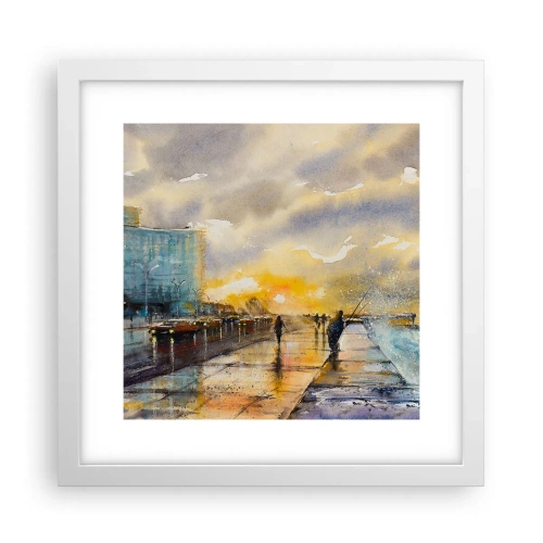 Póster en marco blanco - Vida en la orilla - 30x30 cm