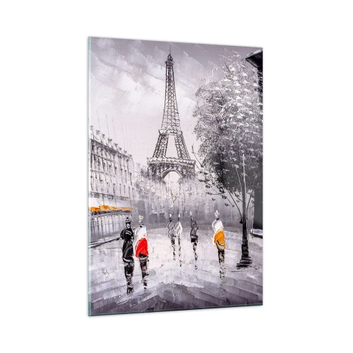 Cuadro sobre vidrio - Impresiones sobre Vidrio - Un paseo parisino - 50x70cm - Un paseo parisino - Decoración de pared moderna para salón y dormitorio ARTTOR