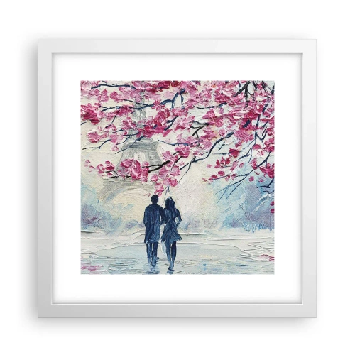 Póster en marco blanco - Un paseo romántico - 30x30 cm