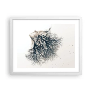Póster en marco blanco - Escuchando el susurro de un árbol - 50x40 cm
