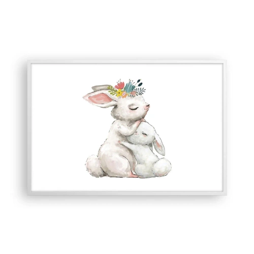 Póster en marco blanco - En ningún lugar mejor que con mamá - 91x61 cm
