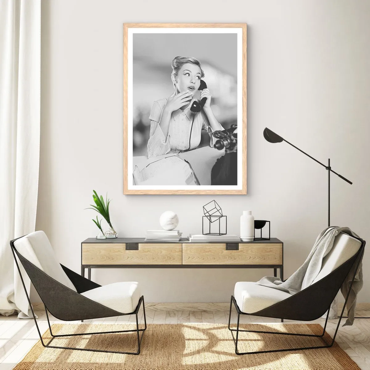 Póster en marco roble claro - ¿Diga?, estamos en los años 50. - 40x50 cm