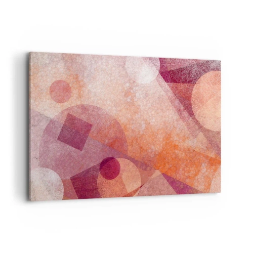 Cuadro sobre lienzo - Impresión de Imagen - Formas geométricas abstractas en tonos pastel de rosa. - 120x80cm - Transformaciones geométricas en rosa - Decoración de pared moderna para salón y dormitorio ARTTOR