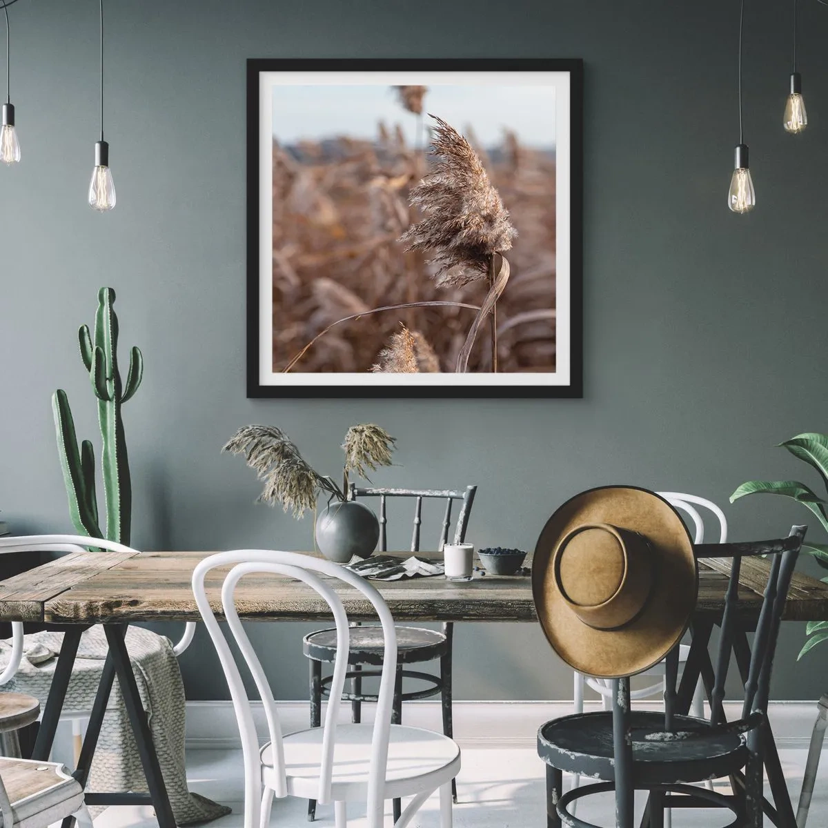 Póster en marco negro - Es hora de volar con el viento - 30x30 cm