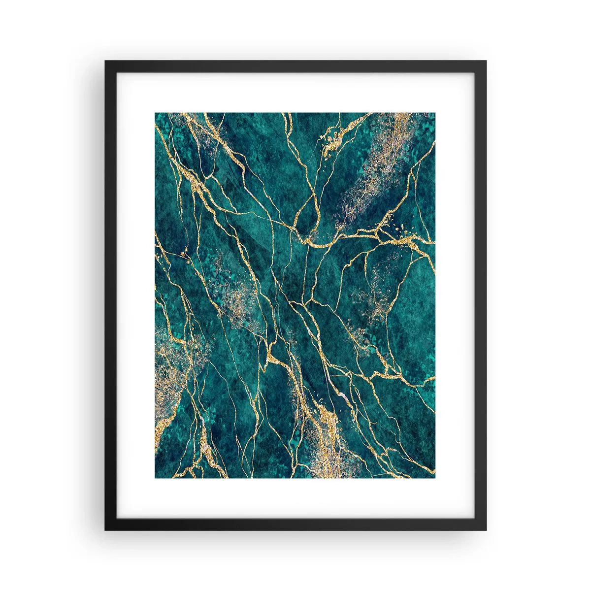 Póster en marco negro - Riachuelos de oro - 40x50 cm