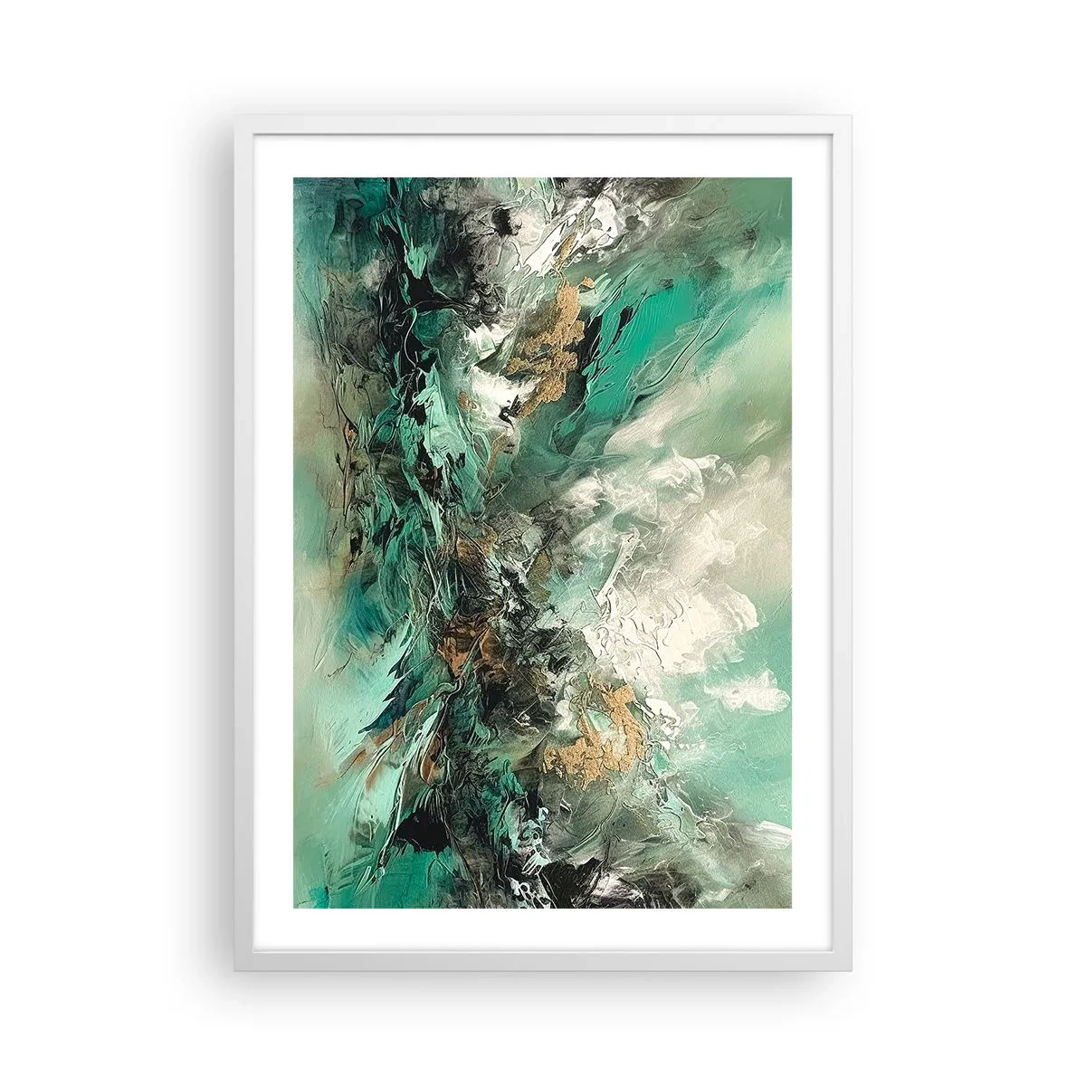 Póster en marco blanco - Hervor negro esmeralda - 50x70 cm