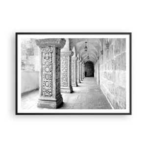 Póster en marco negro - Columnas históricas en una toma monocromática - 100x70cm - ¿Y adónde nos llevará...? - Decoración de pared moderna para salón y dormitorio ARTTOR