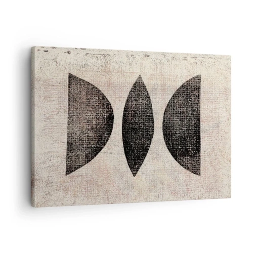 Cuadro sobre lienzo - Impresión de Imagen - Formas étnicas en tonos oscuros sobre un fondo claro. - 70x50cm - Abstracción étnica - Decoración de pared moderna para salón y dormitorio ARTTOR