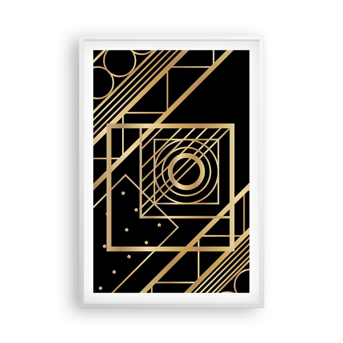Póster en marco blanco - Geometría dorada - 61x91 cm