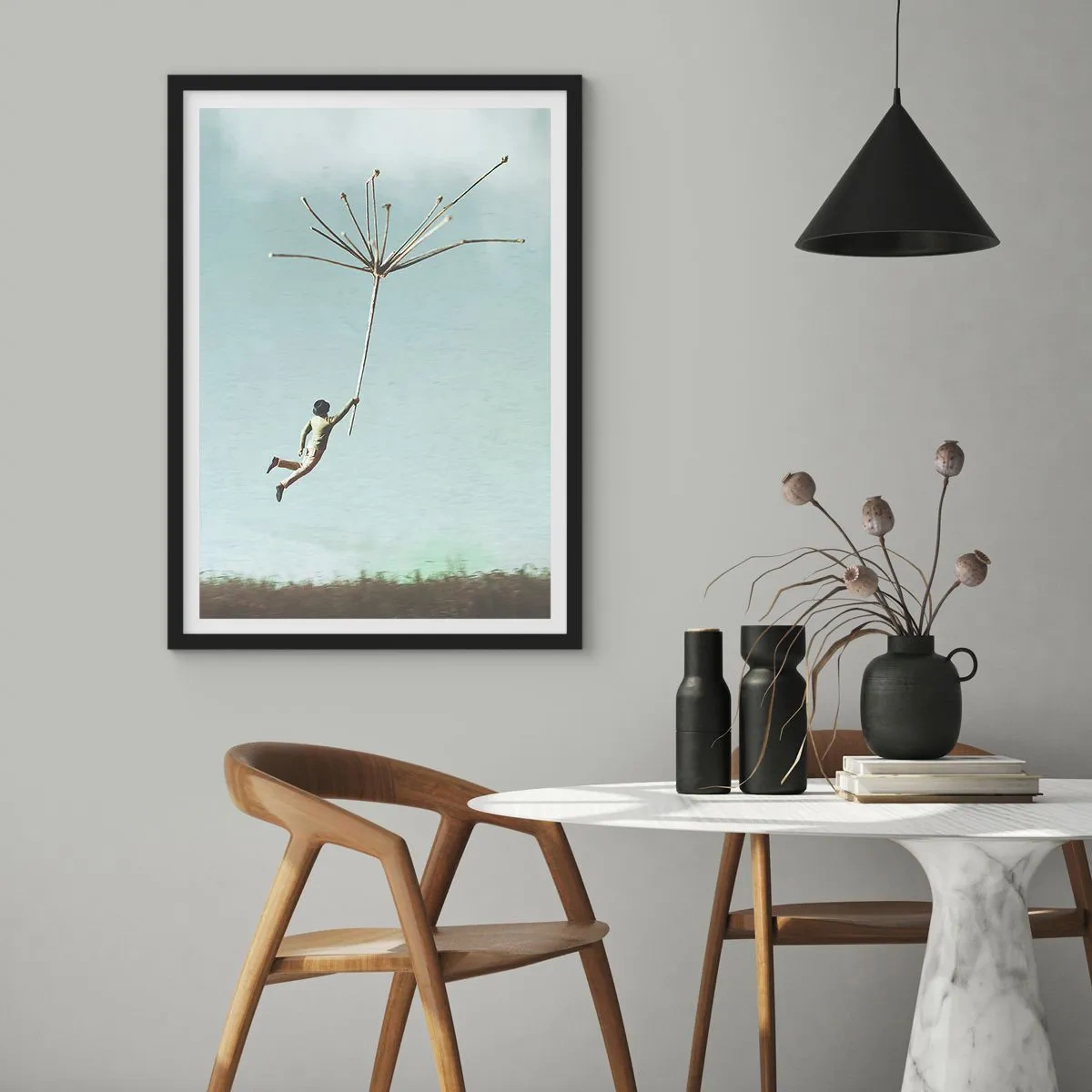 Póster en marco negro - Bailando con la brisa - 61x91 cm