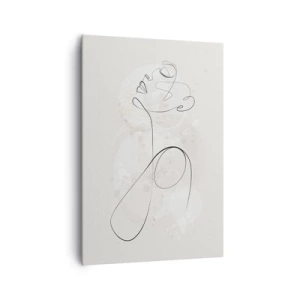 Cuadro sobre lienzo - Impresión de Imagen - Contorno facial minimalista con una flor sobre un fondo claro. - 70x100cm - La espiral de la belleza - Decoración de pared moderna para salón y dormitorio ARTTOR