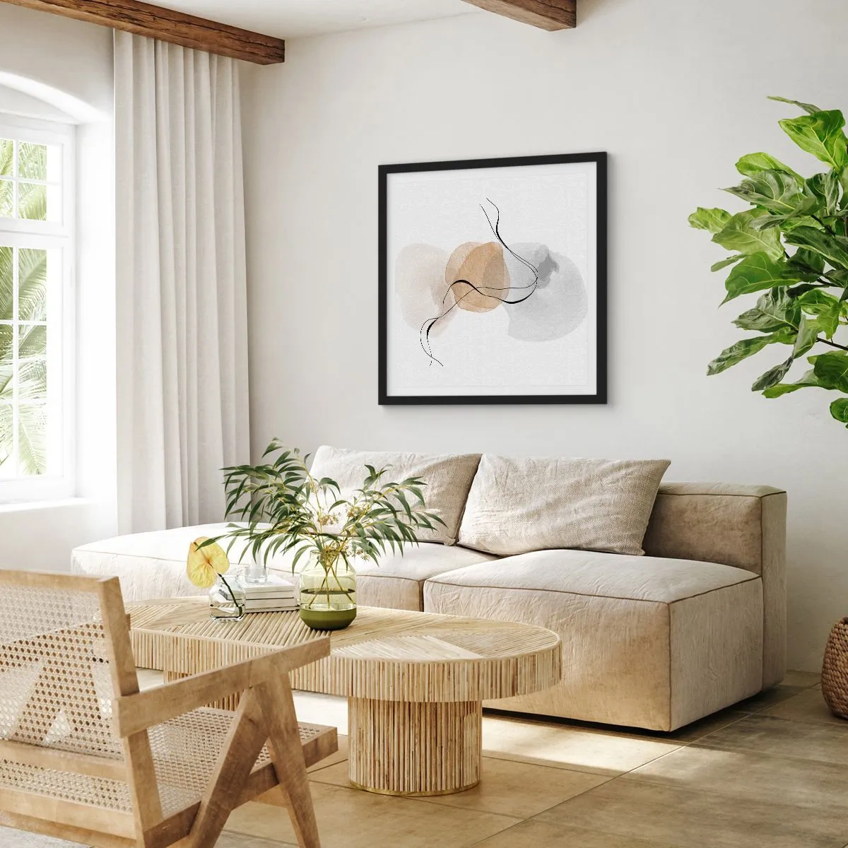 Póster en marco negro - Pompas de aire - 60x60 cm