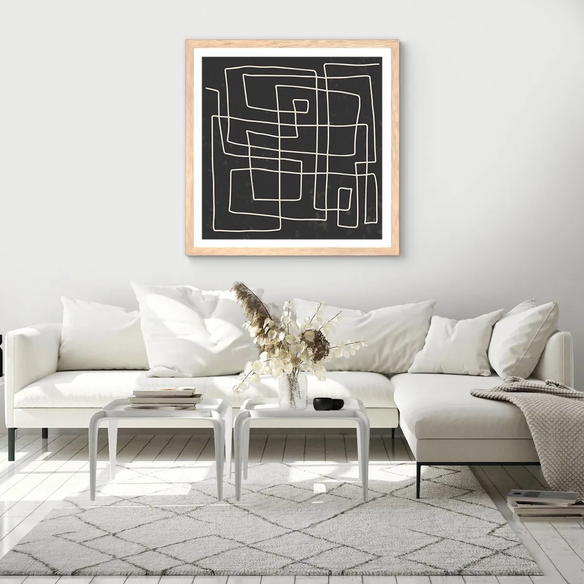 Póster en marco roble claro - No es tan sencillo - 40x40 cm