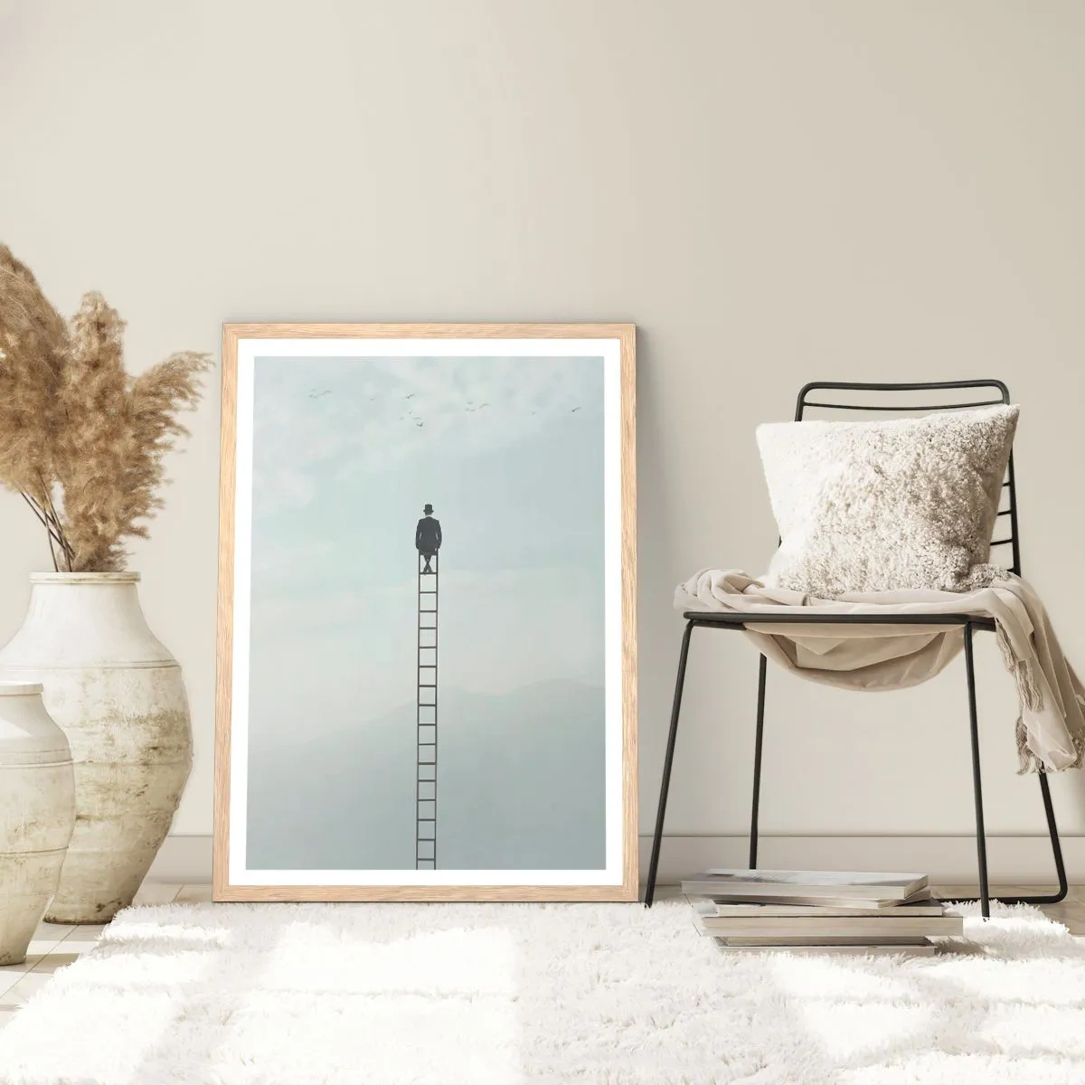 Póster en marco roble claro - Hacia lo más alto - 70x100 cm