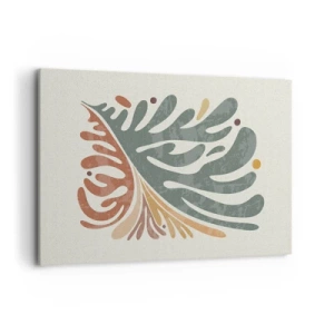 Cuadro sobre lienzo - Impresión de Imagen - Hoja abstracta colorida sobre un fondo claro - 120x80cm - Hoja multicolor - Decoración de pared moderna para salón y dormitorio ARTTOR