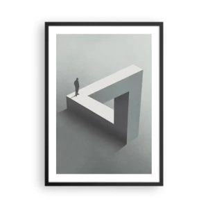 Póster en marco negro - Una figura sobre una figura geométrica imposible - 50x70cm - Y, sin embargo, es posible - Decoración de pared moderna para salón y dormitorio ARTTOR