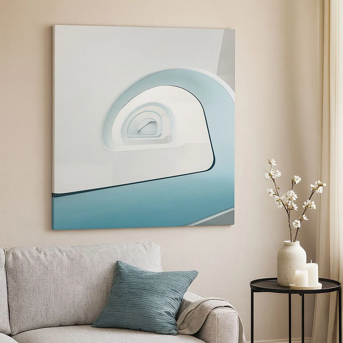 Cuadro sobre lienzo - Impresión de Imagen - Espiral del río azul - 30x30 cm