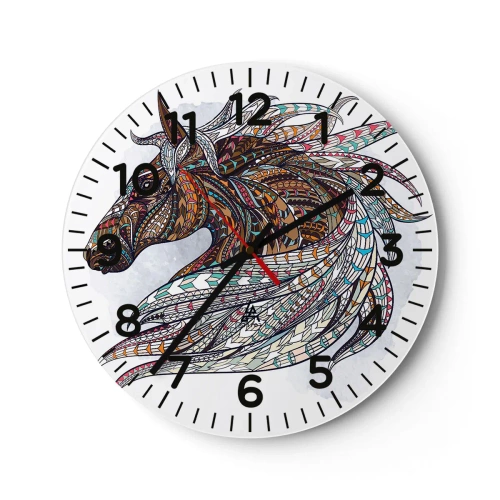 Reloj de pared - Reloj de vidrio - El corcel de un guerrero celta - 40x40 cm