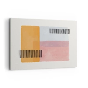 Cuadro sobre lienzo - Impresión de Imagen - Geometría en colores pastel con líneas sobre fondo claro. - 100x70cm - La rectitud - Decoración de pared moderna para salón y dormitorio ARTTOR