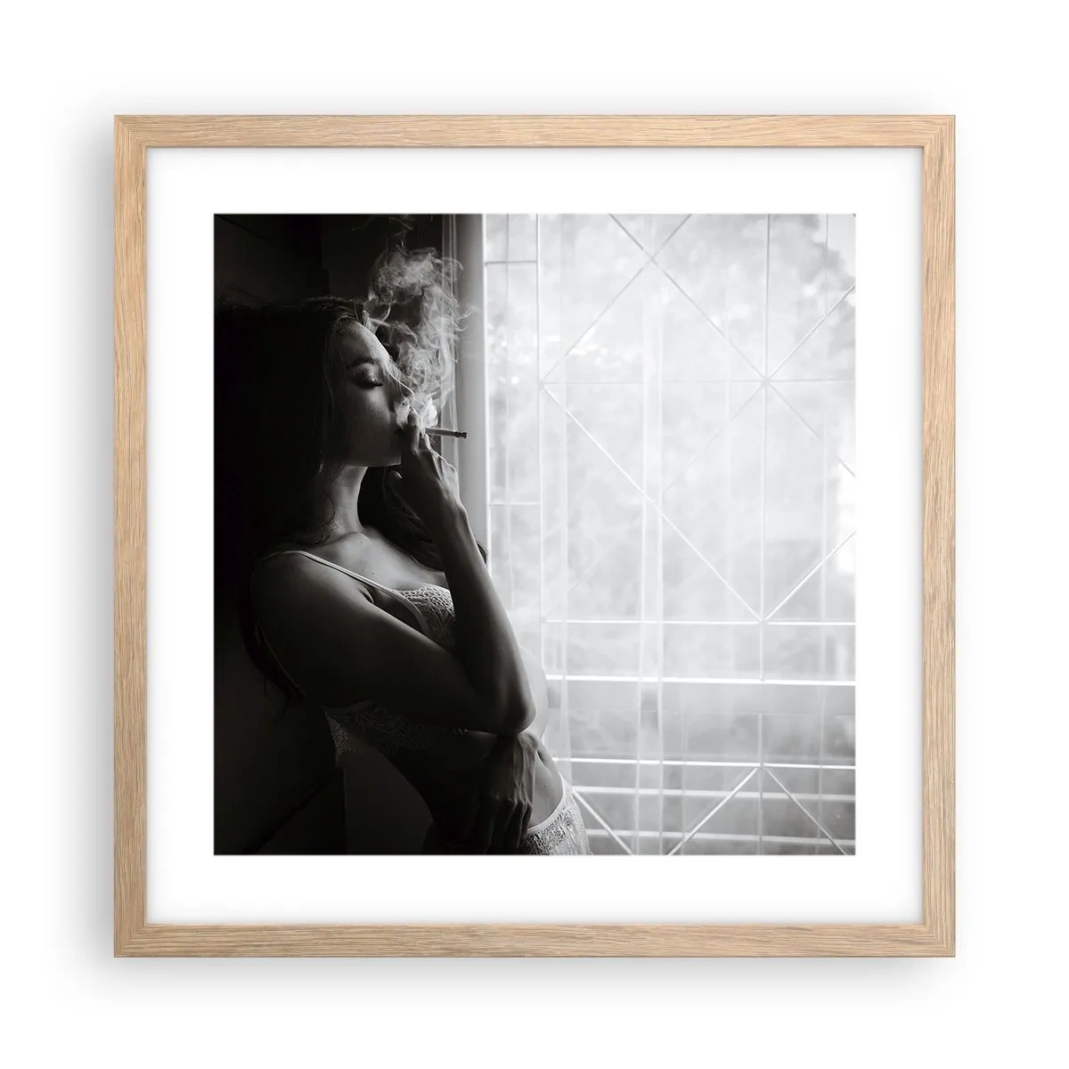 Póster en marco roble claro - Un momento sensual - 40x40 cm