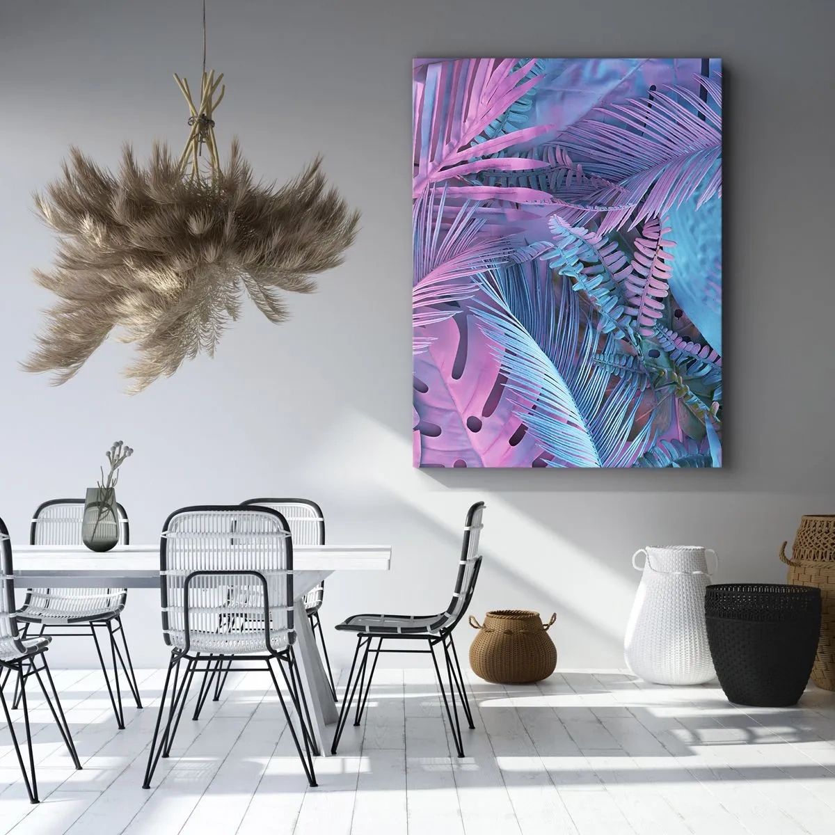 Cuadro sobre lienzo - Impresión de Imagen - Trópicos en rosa y azul - 65x120 cm