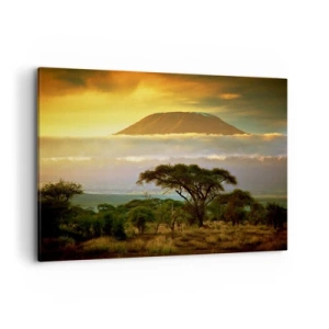 Cuadro sobre lienzo - Impresión de Imagen - Paisaje africano con el Kilimanjaro al amanecer - 120x80cm - El sueño del viajero - Decoración de pared moderna para salón y dormitorio ARTTOR