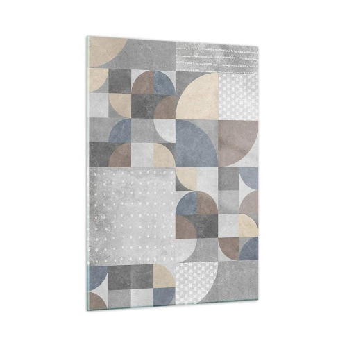Cuadro sobre vidrio - Impresiones sobre Vidrio - Composición geométrica abstracta con diversas formas y tonalidades de gris. - 50x70cm - Fantasía cerámica - Decoración de pared moderna para salón y dormitorio ARTTOR