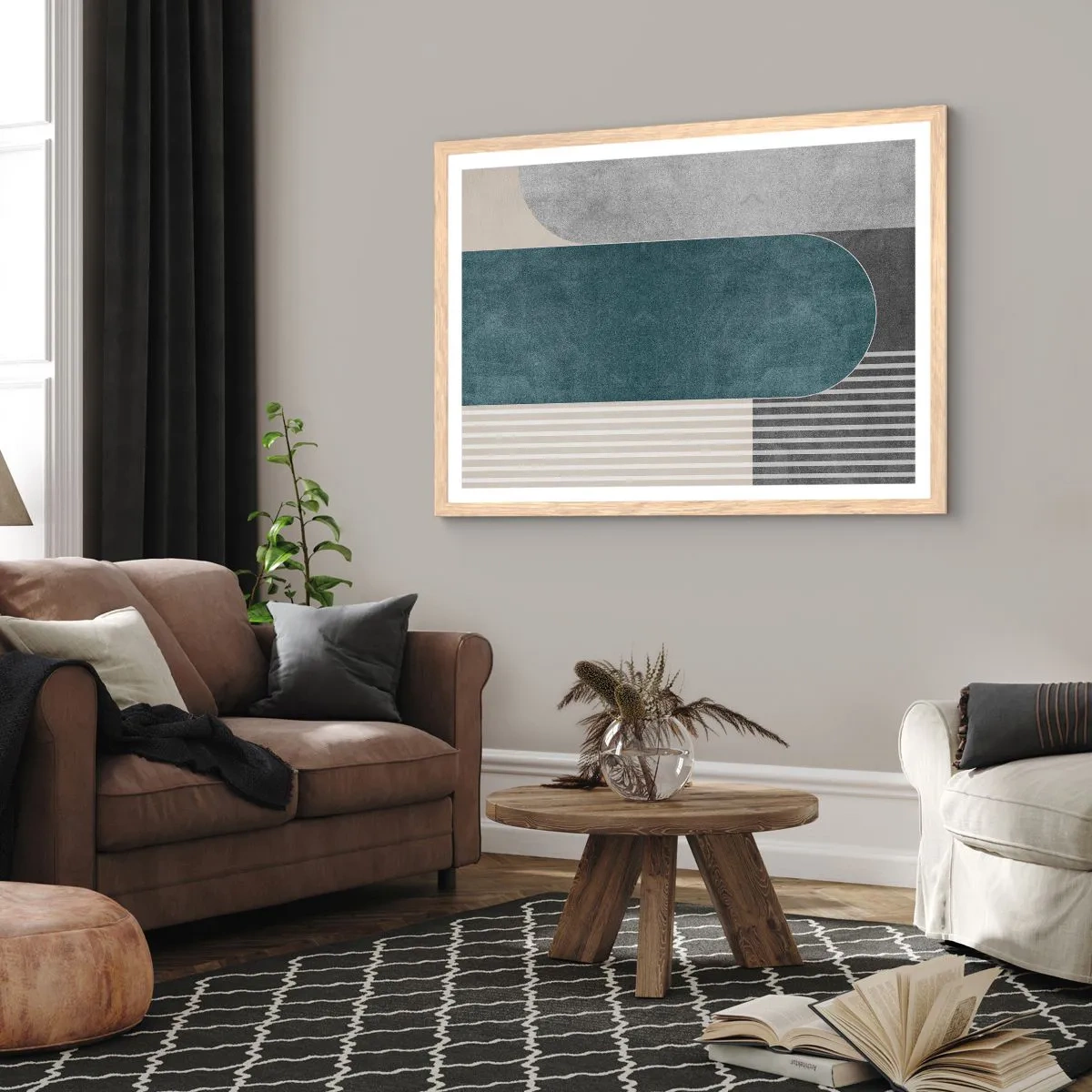 Póster en marco roble claro - Composición horizontal - 91x61 cm