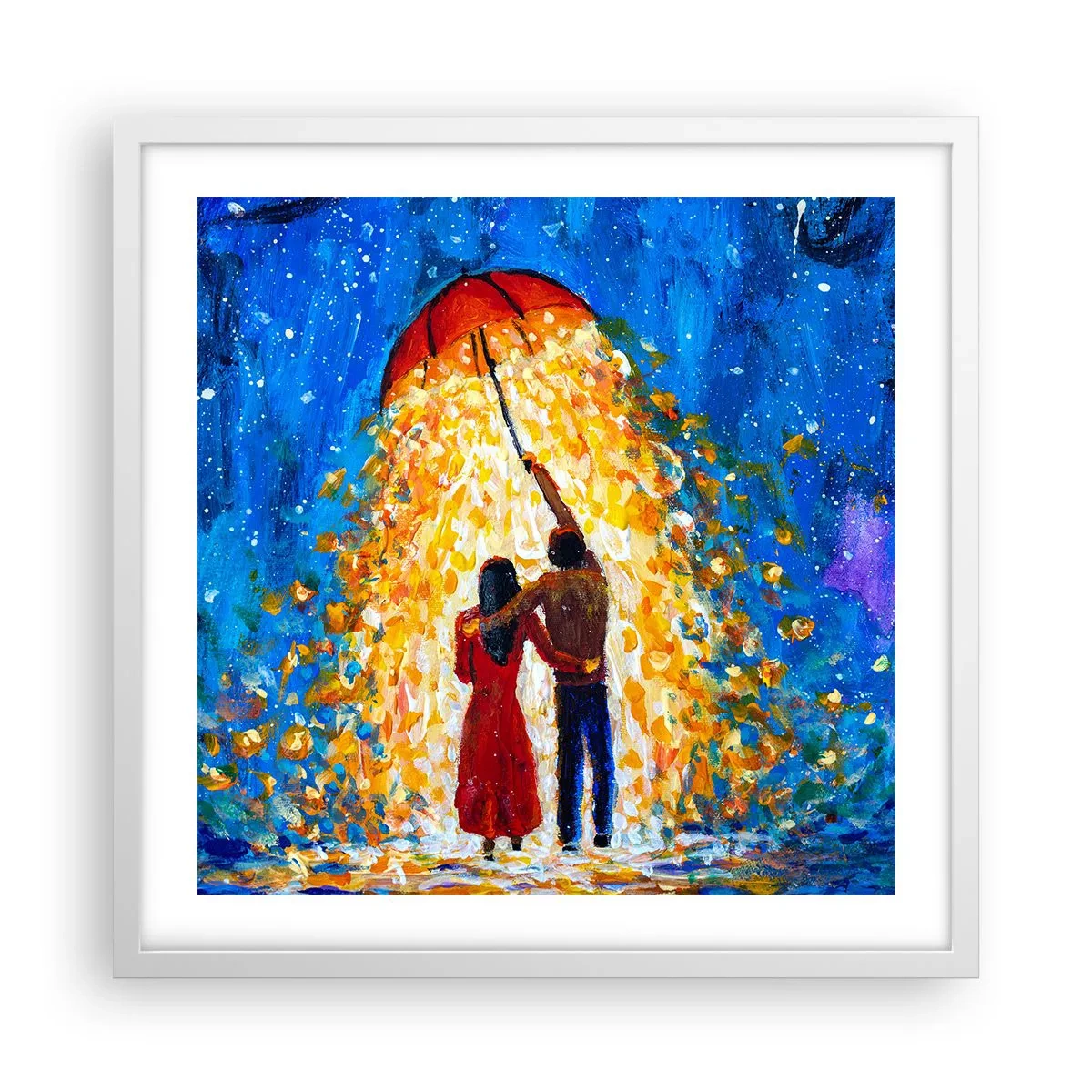 Póster en marco blanco - La magia de una tarde lluviosa - 50x50 cm