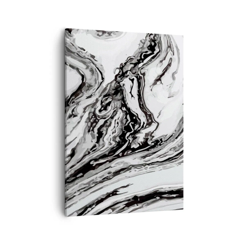 Cuadro sobre lienzo - Impresión de Imagen - Patrón de mármol abstracto en blanco y negro - 50x70cm - Al principio existía el caos - Decoración de pared moderna para salón y dormitorio ARTTOR