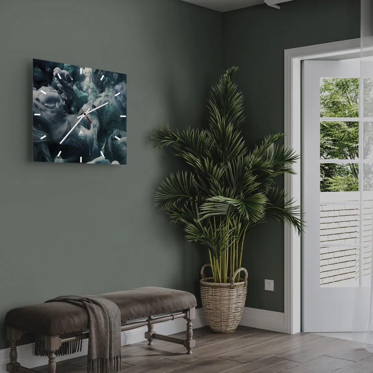 Reloj de pared - Reloj de vidrio - Un movimiento de color - 30x30 cm