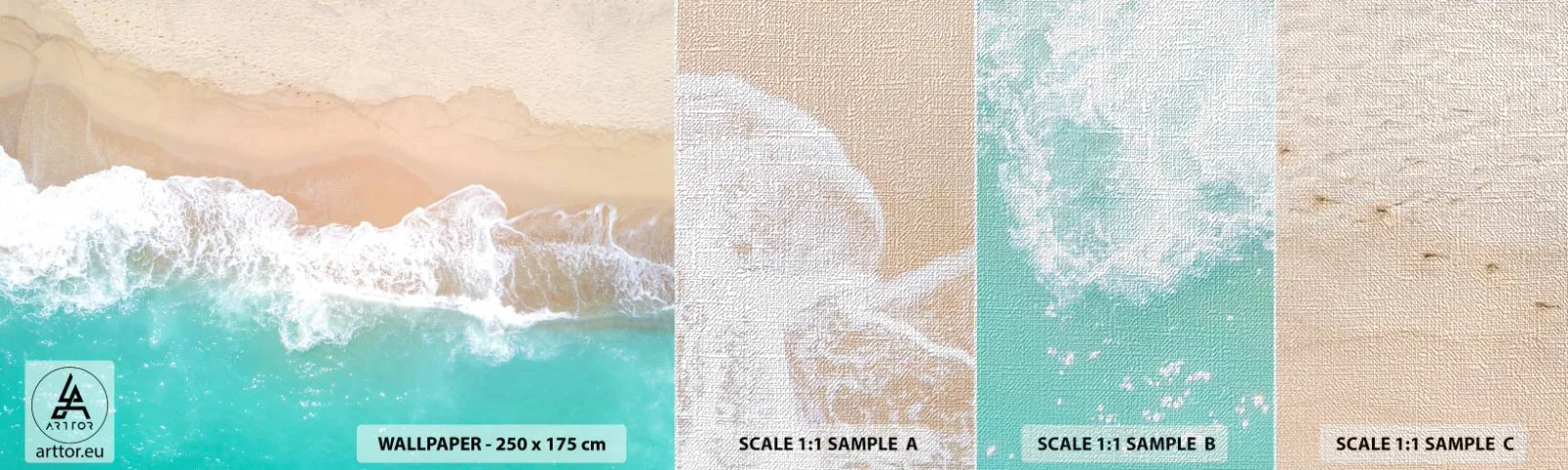 Muestra de fotomural Premium Canvas - Un toque acariciador - Paisaje, Ola del mar, Playa - 100x30 cm