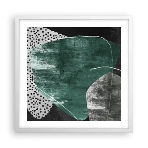 Póster en marco blanco - Abstracción colorista con un copo de oro - 50x50 cm