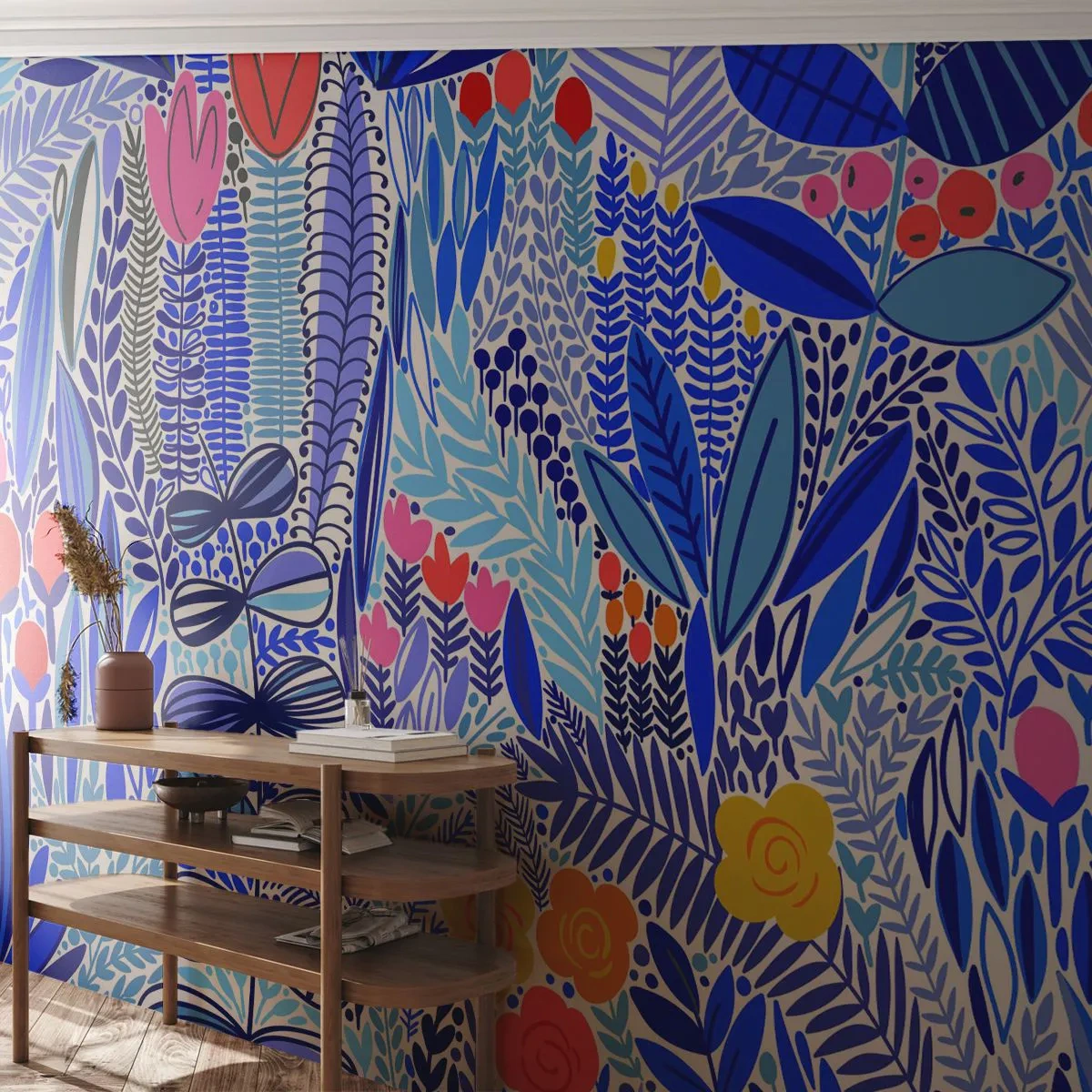 Fotomural Premium Sand - Jardín hawaiano - flores, Hojas, Prado - 350x256 cm